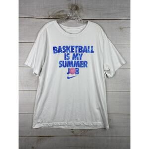 The Nike Tee Womens XL White BASKETBALL IS MY SUMMER JOB Shirt Short Slv Dri Fit
